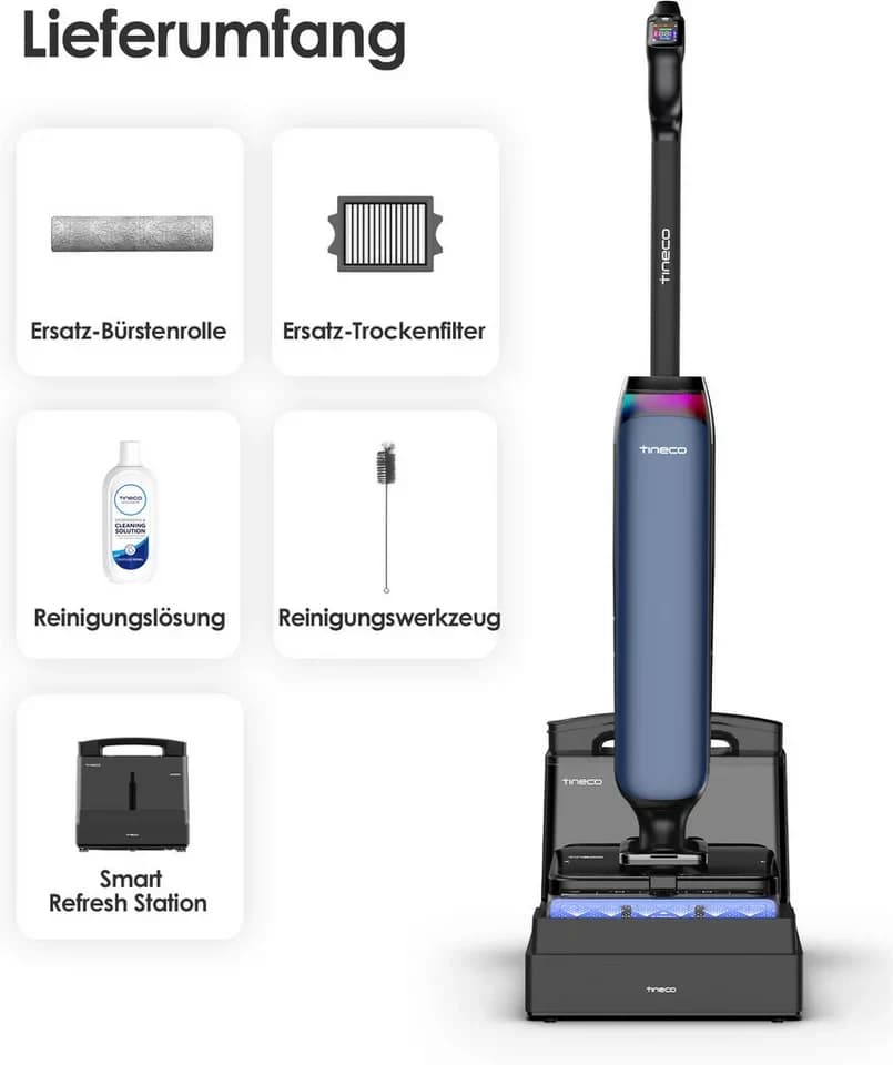 Tineco Nass-Trocken-Sauger FLOOR ONE Station S9 Artist mit 5 Liter Frischwasserstation, 230 W, 110° Grad Heißluft-Trocknung, 22.000 pa Saugleistung - Thumbnail 4
