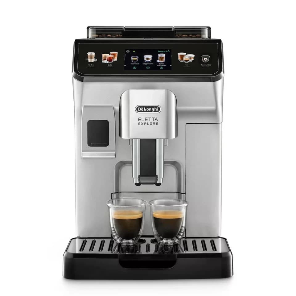 De'Longhi Kaffeevollautomat Eletta Explore ECAM450.55.S - 40 Rezepte, heißer & kalter Milchschaum, 3,5" Touch-Display, herausnehmbare Brühgruppe, einstellbarer Mahlgrad - Thumbnail 2