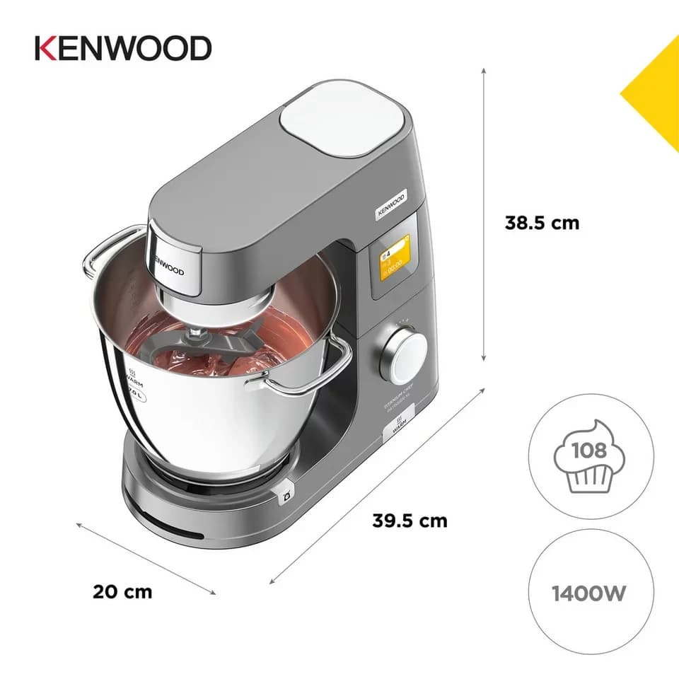 KENWOOD Küchenmaschine Titanium Chef Patissier XL KWL90.594SI, 1400 W, 7 l Schüssel, Wärmefunktion, zusätzliche 5 l Schüssel, inkl. umfangreiches Zubehör - Thumbnail 9