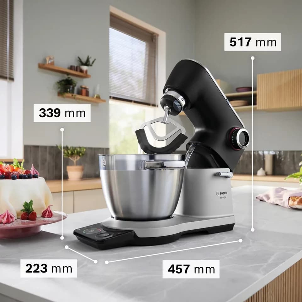 BOSCH Küchenmaschine Küchenmaschine Serie 8, MUMS8ZS18, XL 6 L Edelstahlschüssel, Waage, 1800 W, 10,2 l Schüssel, 7 Automatikprogramme, Timer, Vollmetallgehäuse, Edelstahl-Rührer - Thumbnail 2