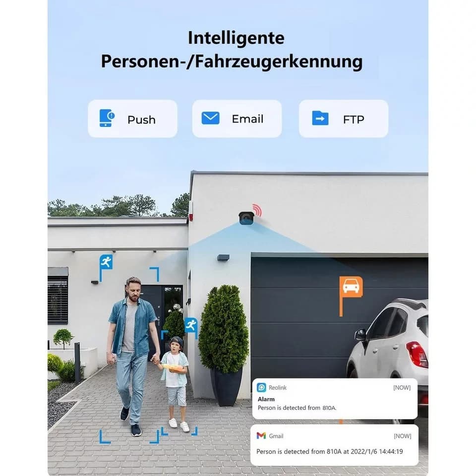Reolink Überwachungskamera RLK16-810B8-A 4K PoE (Außenbereich, Videoüberwachungsset, Videoüberwachung mit 8X 8MP PoE IP Kamera und 16CH 4TB HDD NVR, Personenerkennung und Fahrzeugerkennung, IP66, 30M IR Nachtsicht) - Thumbnail 4