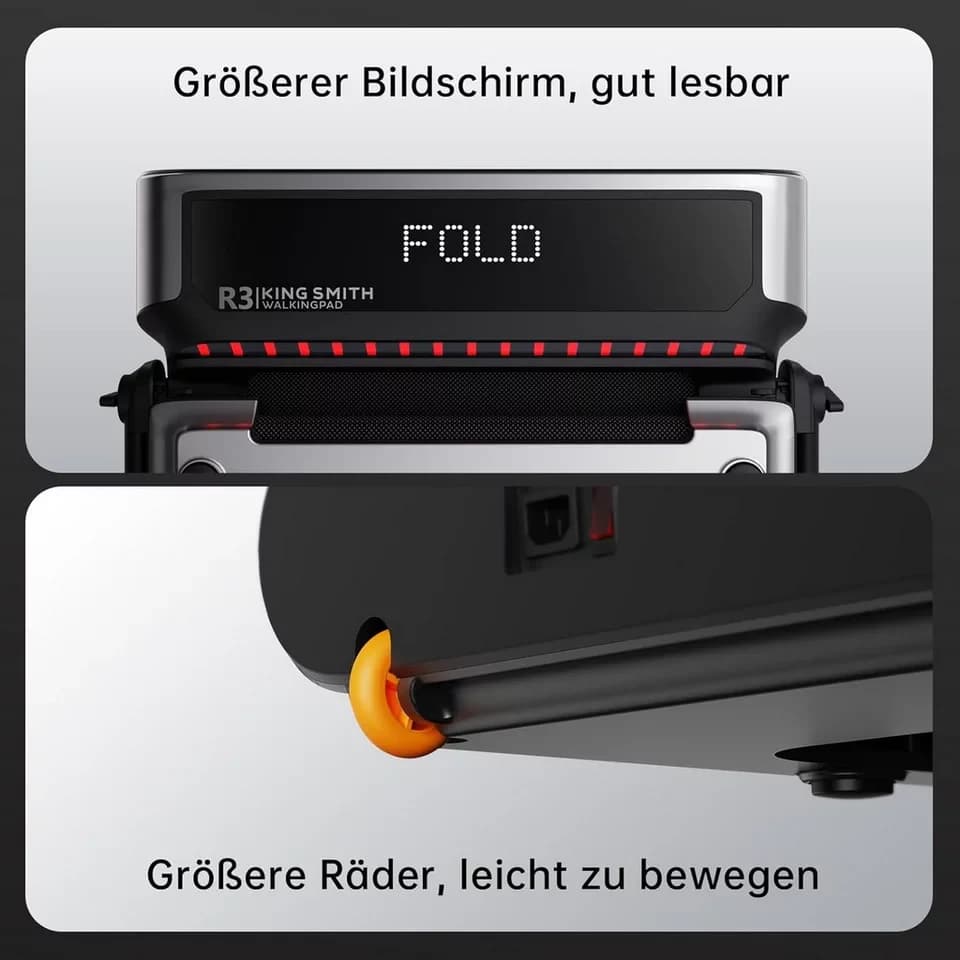 Kingsmith Laufband WalkingPad R3 Hybrid+ Klappbares Laufband, App Steuerung,Doppelfalttechnik,Manueller&automatischer Modus,1-12km/h - Thumbnail 4
