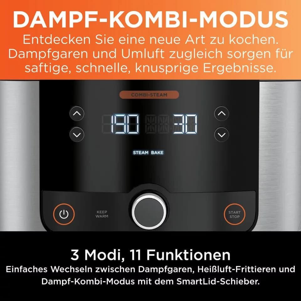 NINJA Multikocher Foodi 11-in-1 SmartLid Multikocher OL550EU, 1460 W, 6 l Schüssel - Thumbnail 5