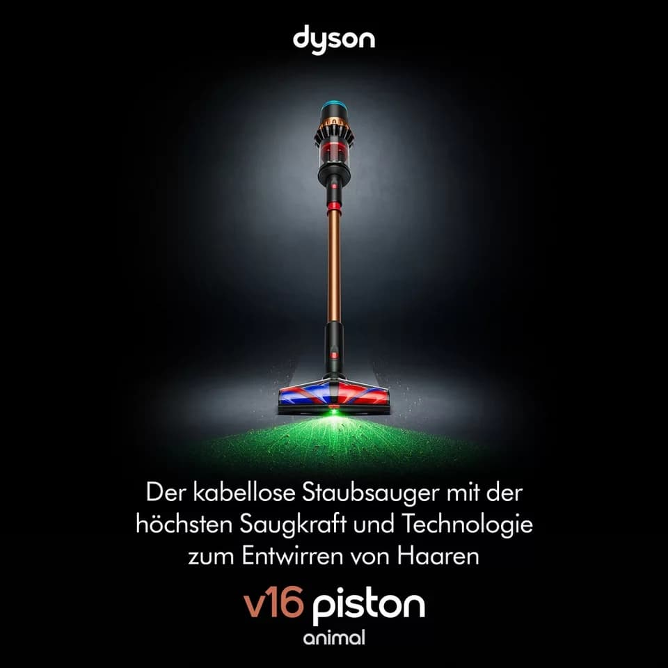 DYSON Akku-Hand-und Stielstaubsauger V16 (DS60) Piston Animal, 900W, bis zu 70 Minuten Laufzeit, 900 W, Haarentwirrungstechnologie - Thumbnail 2