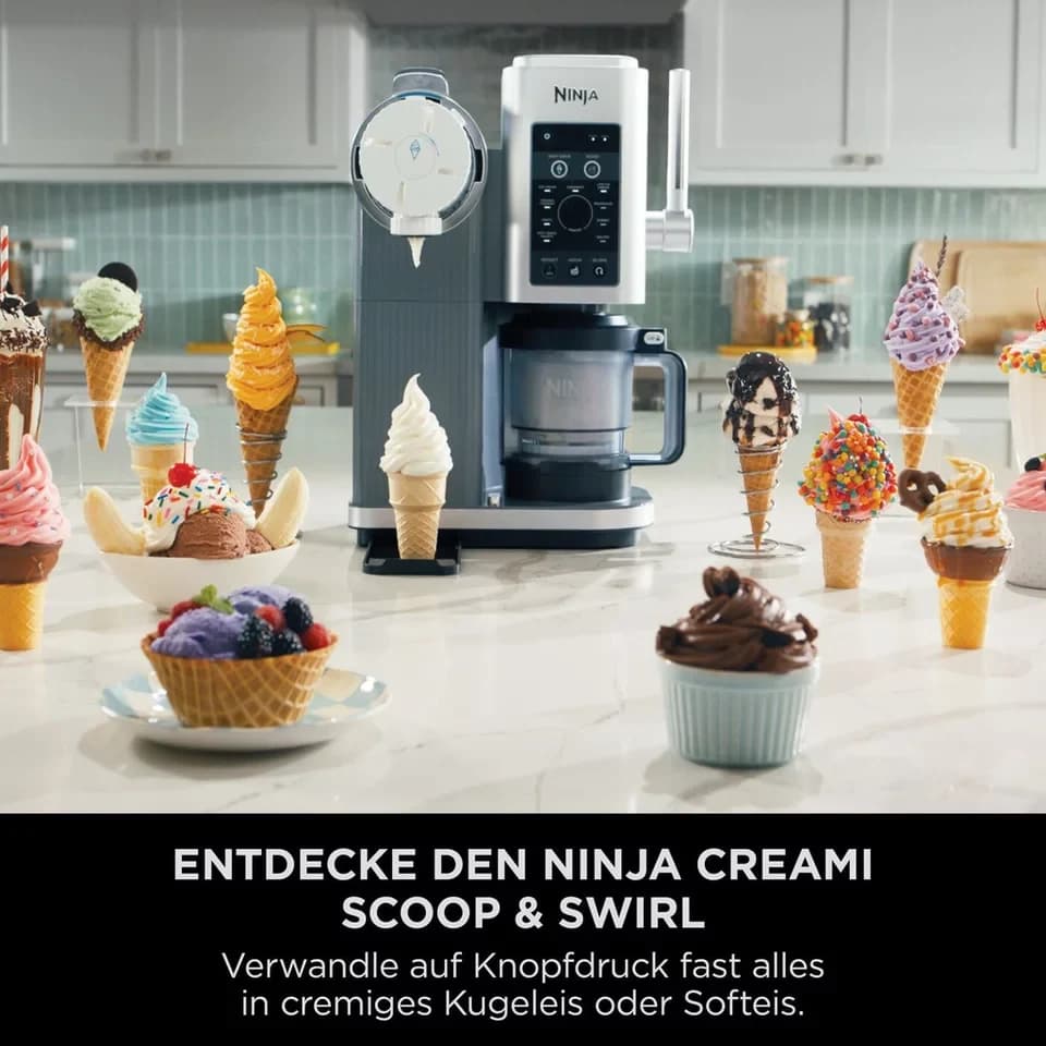 NINJA Eismaschine Ninja CREAMi Scoop & Swirl 13-in-1 Softeis- und Eismaschine NC701EU, 0,48 l, Softeis & Eismaschine NC701EU - Thumbnail 2