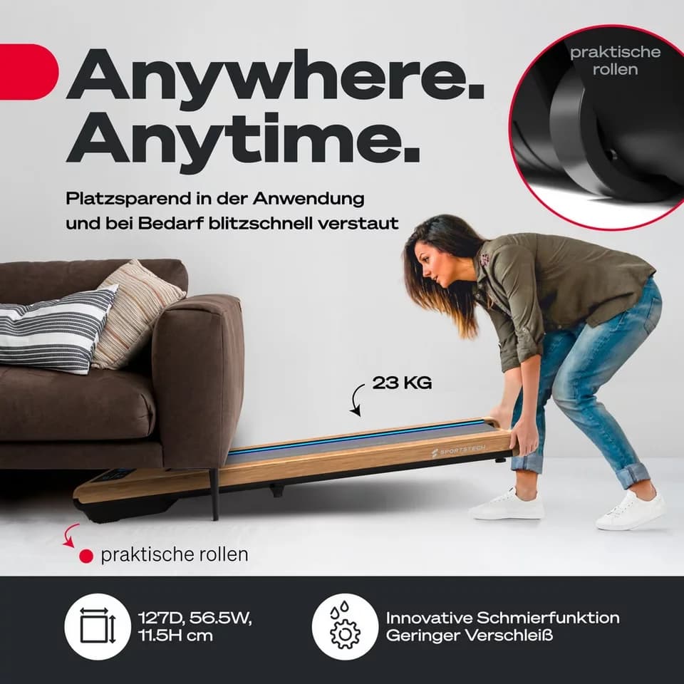 Sportstech Laufband sWalk, bis 8 km/h, Steigung 7,5%, Trainingsprogramme, LED Tempolicht - Thumbnail 6