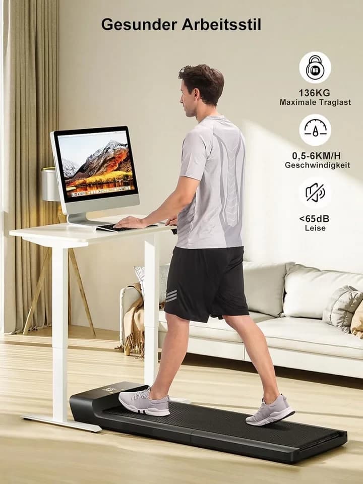 Kingsmith Laufband Klappbares WalkingPad A1 Pro Laufband für Schreibtisch, 180° Falttechnik, App Steuerung, LED Display, 0,5-6 km/h, max.136KG - Thumbnail 2