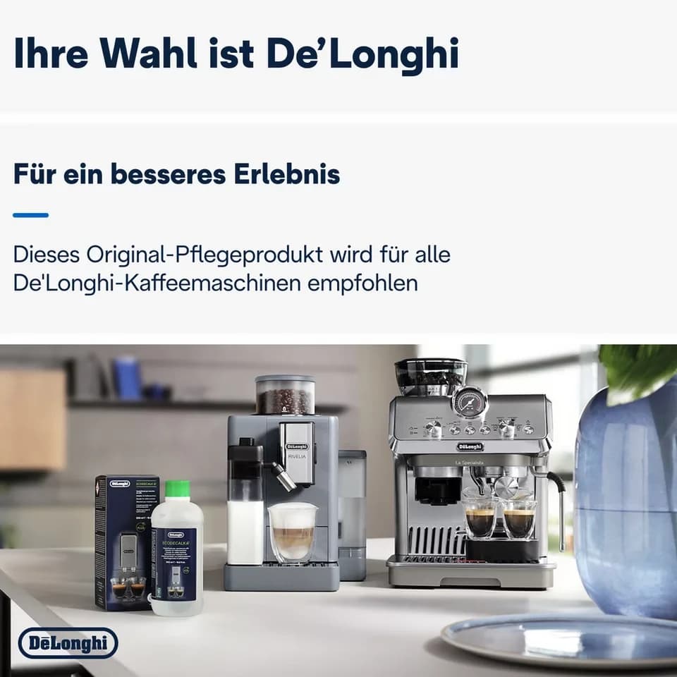 De'Longhi DLSC500 EcoDecalk Entkalker (Kalklöser für Kaffeevollautomat und Espressomaschine) - Thumbnail 6