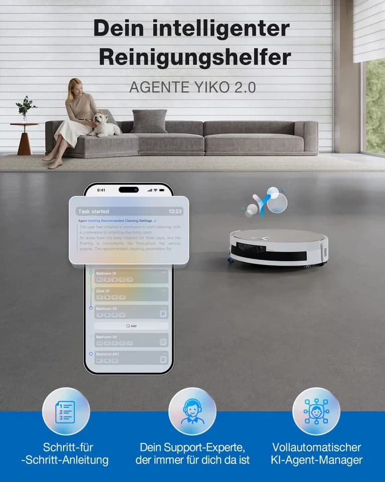 ECOVACS Saugroboter DEEBOT X12 PRO OMNI, 110 W, beutellos, FocusJet Fleckentechnologie, 22.000 Pa Saugleistung - Thumbnail 6