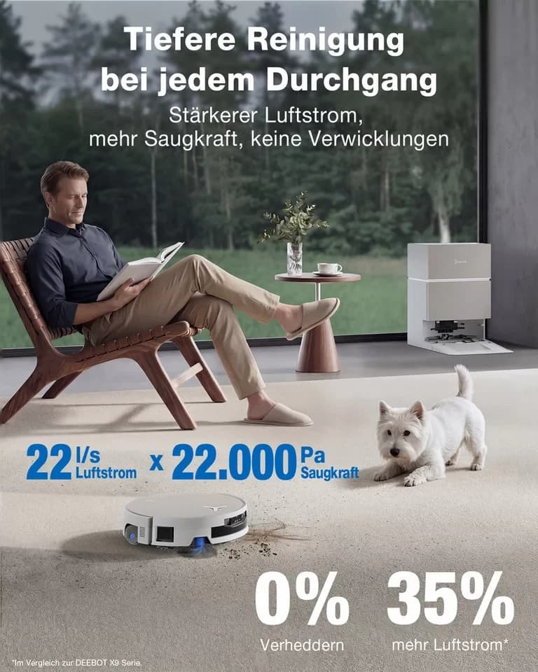 ECOVACS Saugroboter DEEBOT X12 PRO OMNI, 110 W, beutellos, FocusJet Fleckentechnologie, 22.000 Pa Saugleistung - Thumbnail 3