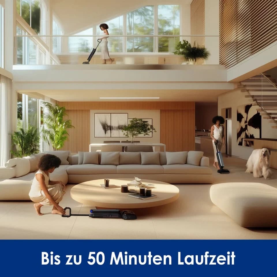 Tineco Nass-Trocken-Sauger Floor One S9 Artist Premium, 180° Grad Neigungswinkel, Selbstantrieb, 230 W, beutellos, 50 Min Akku, Automatische Anpassung der Saugleistung, Selbstreinigung - Thumbnail 3