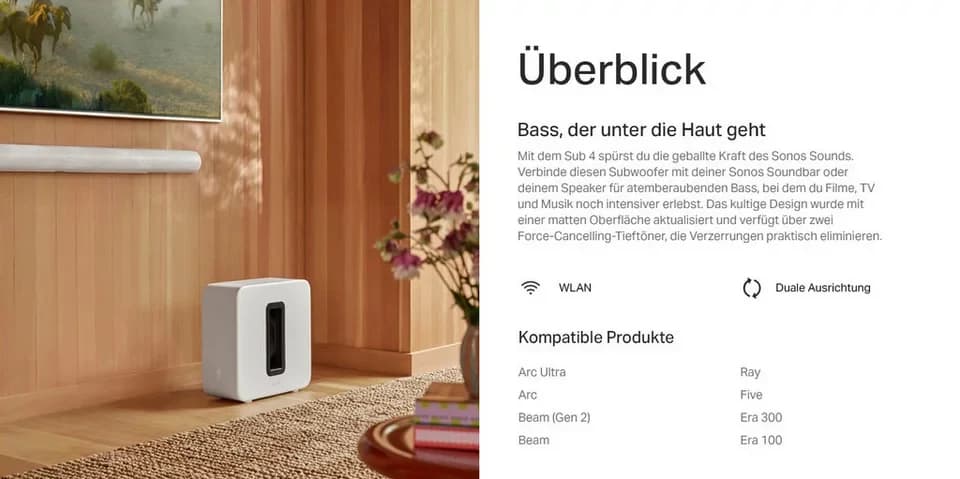 Sonos Sub 4 Subwoofer (WLAN (WiFi), 200 W) - Thumbnail 7