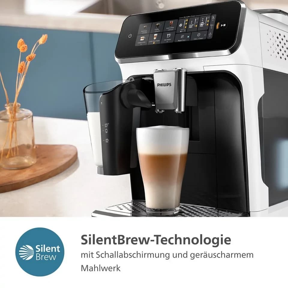 Philips Kaffeevollautomat EP3343/50 3300 Series, 6 Getränke (heiß oder eisgekühlt), LatteGo-Milchsystem, SilentBrew Technologie - Thumbnail 6
