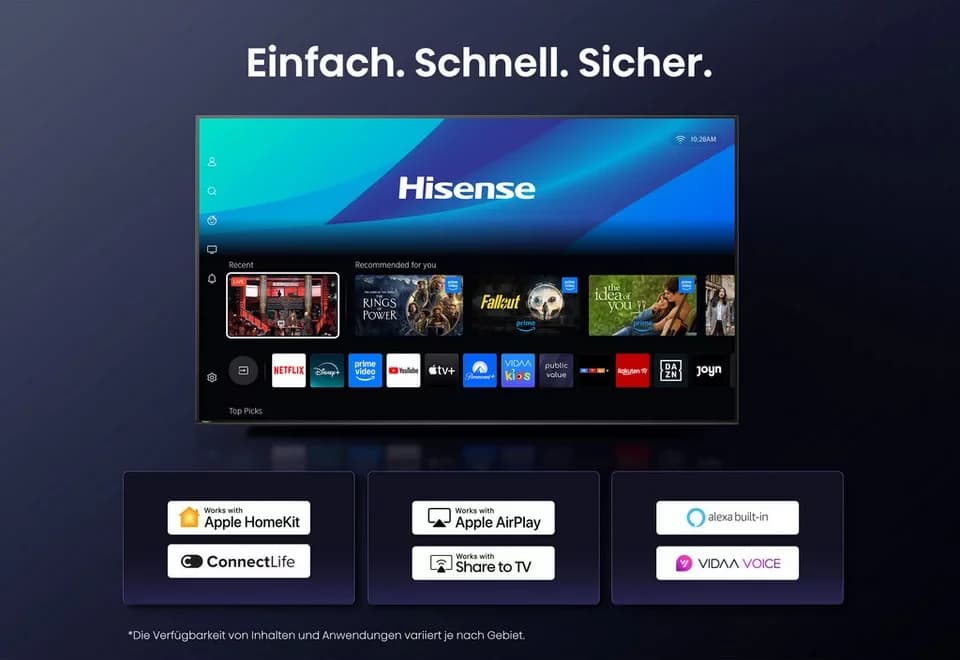 Hisense 65U8Q QLED Mini LED-Fernseher (164 cm/65 Zoll, 4K Ultra HD, Smart-TV, 4K UHD MiniLED Smart TV) - Thumbnail 8
