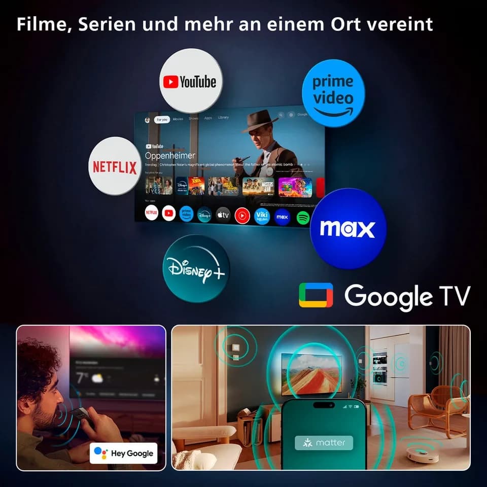 Philips 65OLED950/12 OLED-Fernseher (164 cm/65 Zoll, 4K Ultra HD, Smart-TV, Google TV, Ambilight, P5 AI, Dolby Vision & Atmos, Google TV, High-End Gaming) - Thumbnail 6
