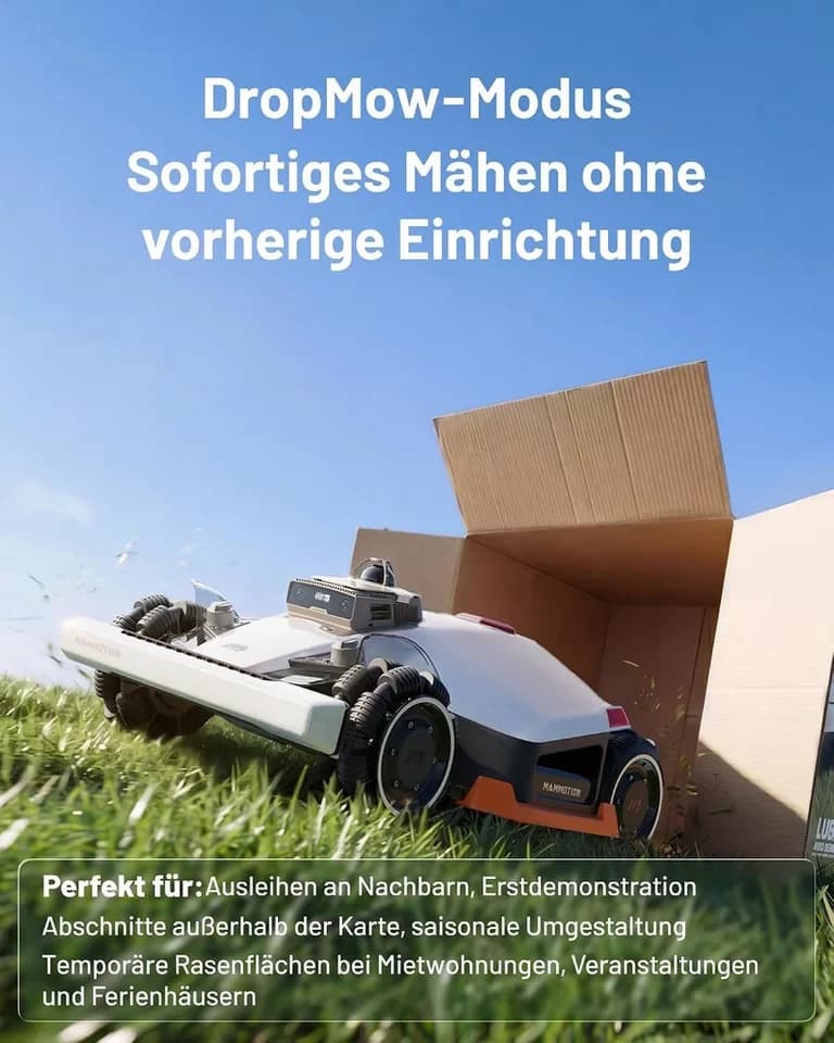 Mammotion Rasenmähroboter LUBA 3 AWD 3000 mit Garage, bis 3000 m² Rasenfläche, (360° LiDAR + Dual-Kamera-KI-Vision + NetRTK), Allradantrieb, Auto-Kartierung, 80% Steigung, 4G Moudel, APP - Thumbnail 9