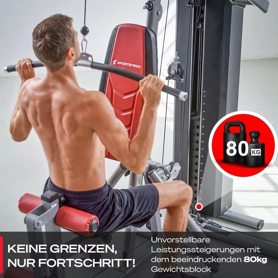Sportstech Kraftstation HGX300, 50+ Übungen, Beinpresse, 16 Gewichtsblöcke - Thumbnail 5
