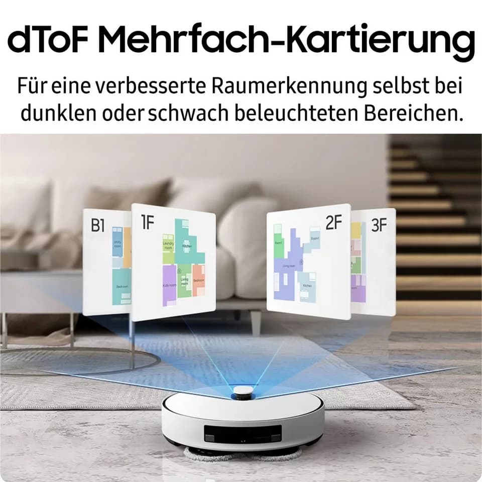 Samsung Saugroboter mit Wischfunktion VR7MD96B14G/WD, 70 W, BESPOKE Jet Bot Combo Steam Plus - Thumbnail 5