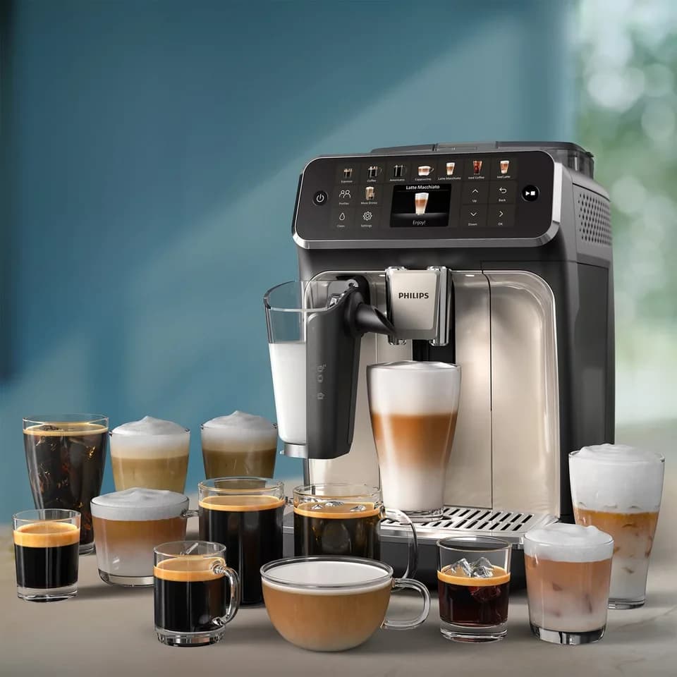 Philips Kaffeevollautomat EP5547/90 5500 Series, 20 Kaffeespezialitäten (heiß oder eisgekühlt), LatteGo-Milchsystem, SilentBrew Technologie - Thumbnail 8