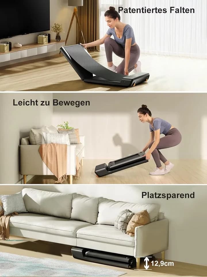 Kingsmith Laufband Klappbares WalkingPad A1 Pro Laufband für Schreibtisch, 180° Falttechnik, App Steuerung, LED Display, 0,5-6 km/h, max.136KG - Thumbnail 4