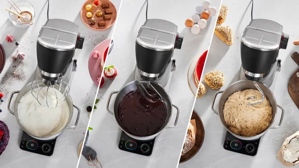 BOSCH Küchenmaschine Serie 8, MUMS8ZS22, XL 6 L Edelstahlschüssel, Waage, 1800 W, 9,6 l Schüssel, ToGo Mix-/ Trinkbecher, Timer, Vollmetallgehäuse, Durchlaufschnitzler - Thumbnail 6