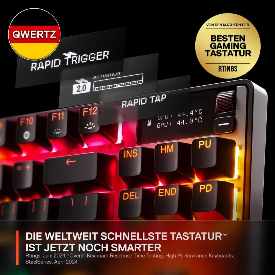 SteelSeries Apex Pro TKL Gen 3 DE Tastatur (OmniPoint 3.0, RGB-Beleuchtung, Kompakt, verstelbare Schalter) - Thumbnail 3