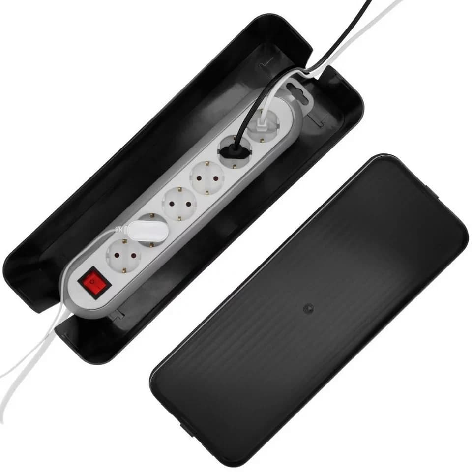 Hama Kabelbox Kabelbox für Standard 6er Steckdosenleisten, Stecker, Kabel, Ladegerät, (1-tlg), Schlichtes Design, Schreibtisch, Tisch, große Aufbewahrungsbox - Thumbnail 3