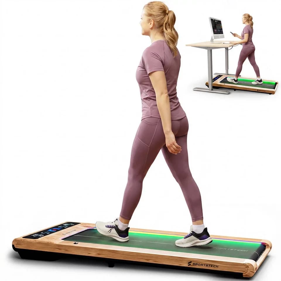 Sportstech Laufband sWalk, bis 8 km/h, Steigung 7,5%, Trainingsprogramme, LED Tempolicht
