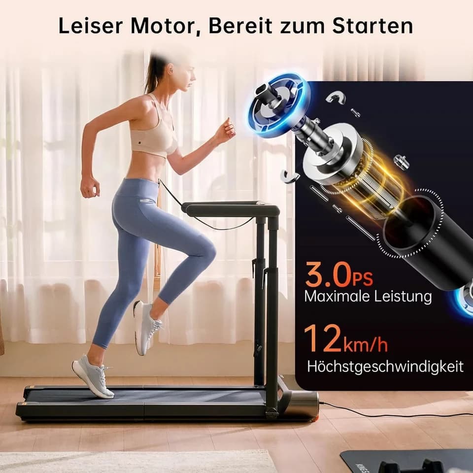 Kingsmith Laufband WalkingPad R3 Hybrid+ Klappbares Laufband, App Steuerung,Doppelfalttechnik,Manueller&automatischer Modus,1-12km/h - Thumbnail 5