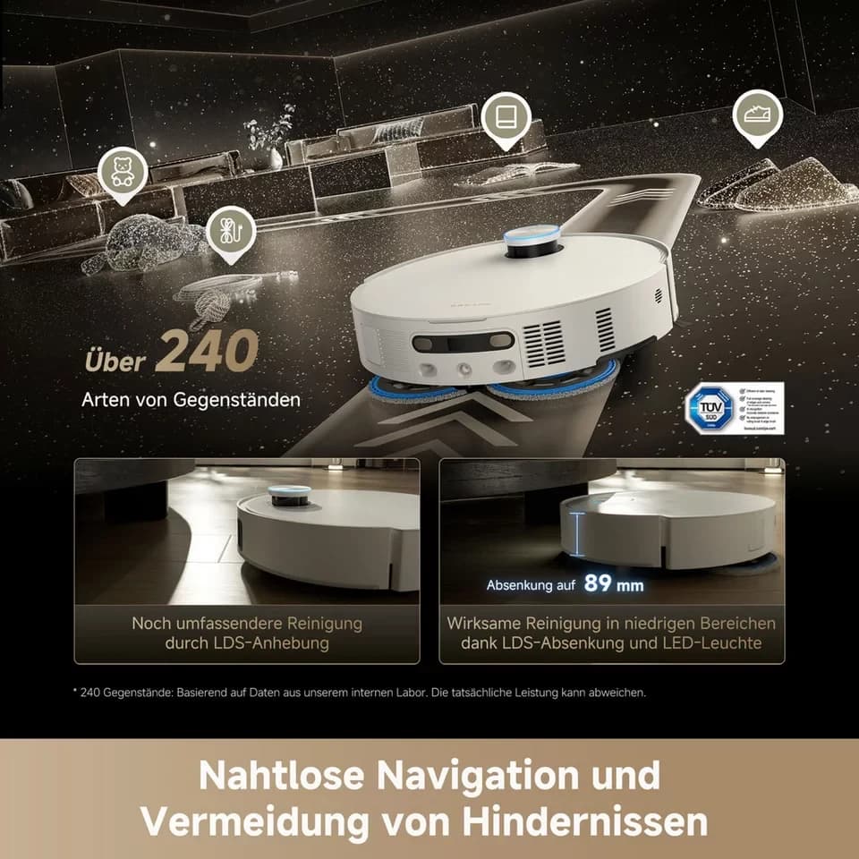 Dreame Saugroboter mit Wischfunktion Matrix 10 Ultra, 700 W, mit Beutel, Mop-Wechsel, drei Reinigungsmittel, überwindet Hindernisse, 30.000 Pa - Thumbnail 8