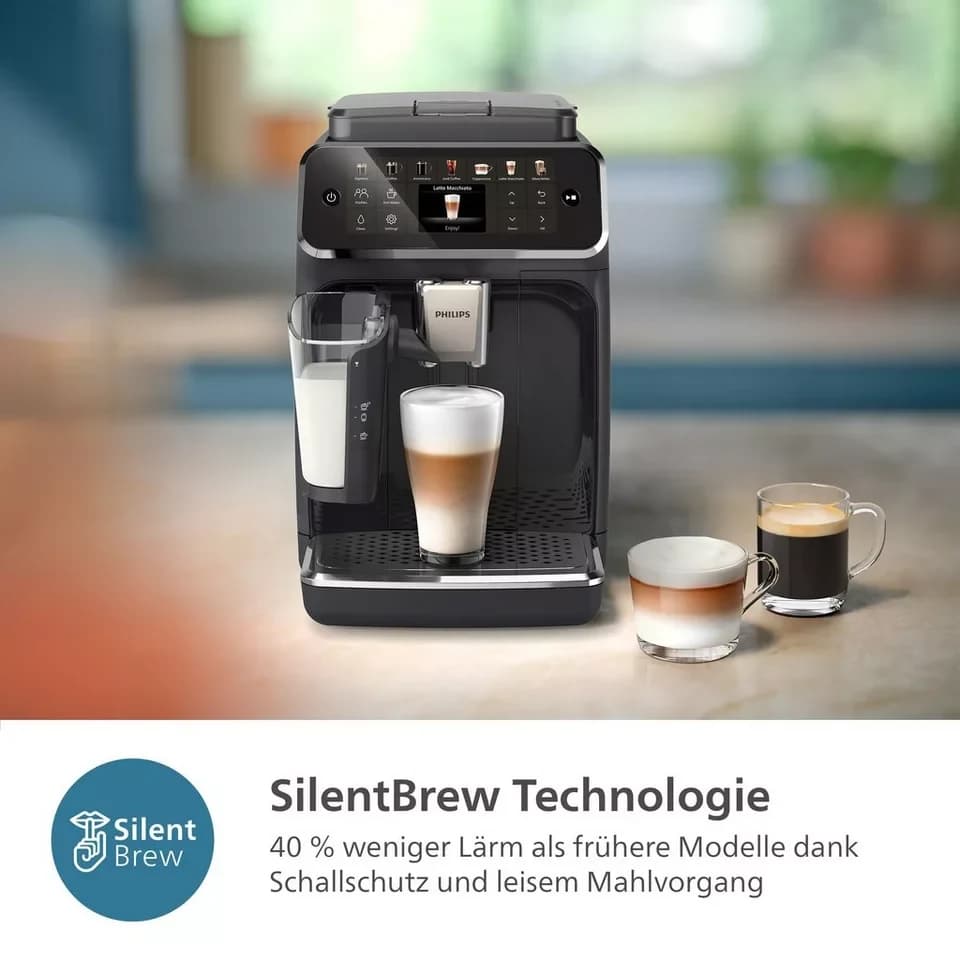 Philips Kaffeevollautomat EP4441/50 4400 Series, 12 Kaffeespezialitäten (heiß oder eisgekühlt), LatteGo-Milchsystem, SilentBrew Technologie - Thumbnail 7