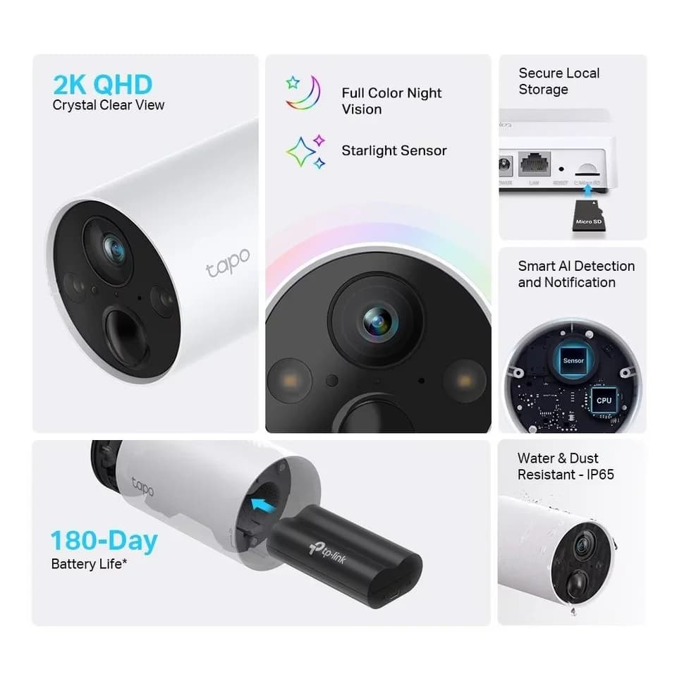 tp-link Überwachungskamera Tapo C420S2 Sicherheitskamerasystem mit 2 Kameras (Außenbereich, Innenbereich, mit 2 Kameras 2K QHD 1080p mit KI-Erkennung) - Thumbnail 2