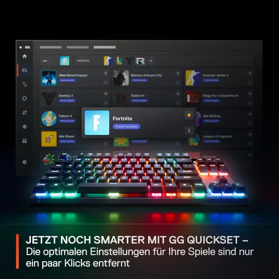 SteelSeries Apex Pro TKL Gen 3 DE Tastatur (OmniPoint 3.0, RGB-Beleuchtung, Kompakt, verstelbare Schalter) - Thumbnail 5