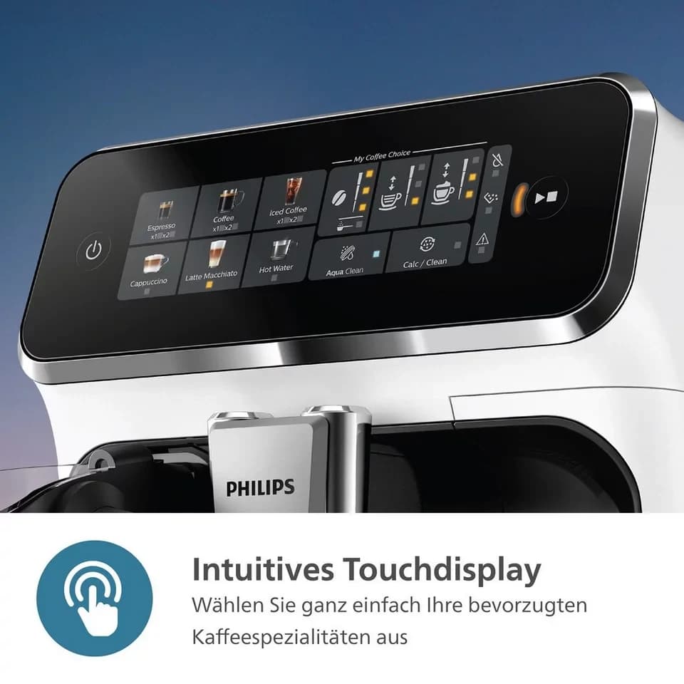 Philips Kaffeevollautomat EP3343/50 3300 Series, 6 Getränke (heiß oder eisgekühlt), LatteGo-Milchsystem, SilentBrew Technologie - Thumbnail 4