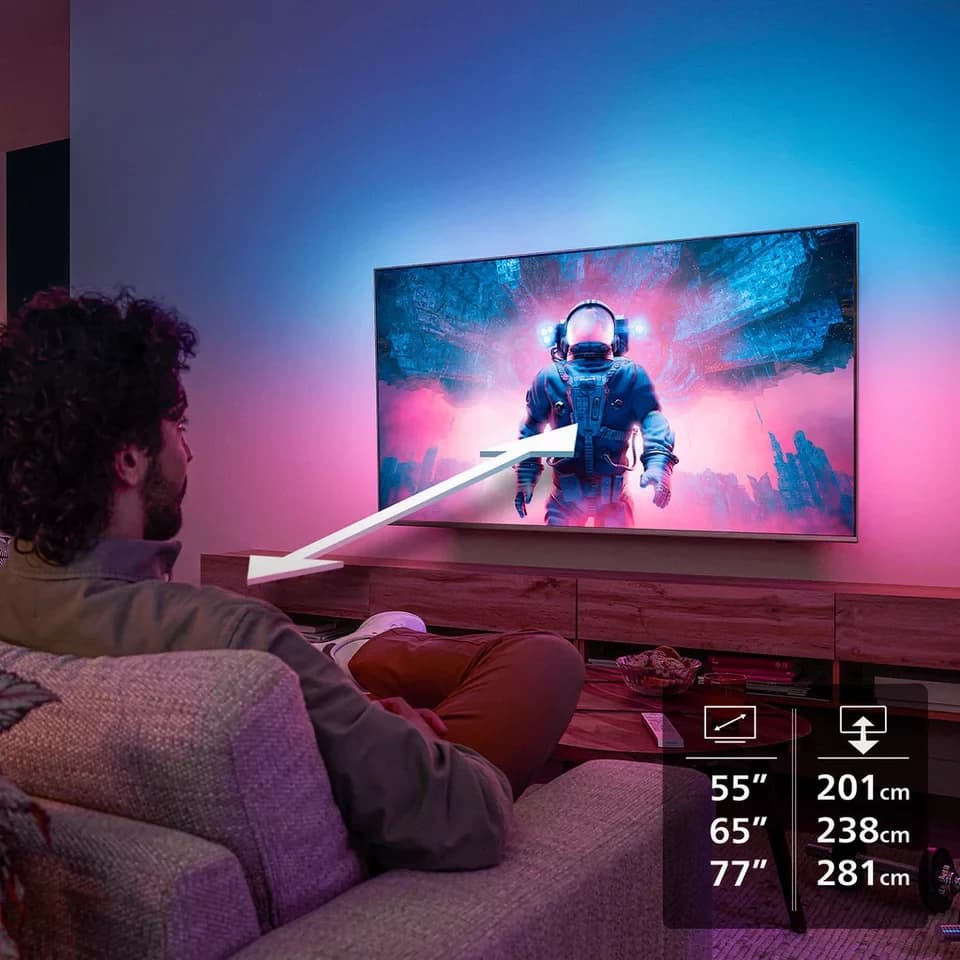 Philips 77OLED910/12 OLED-Fernseher (194 cm/77 Zoll, 4K Ultra HD, Smart-TV, Google TV, Ambilight, P5 AI, Bowers & Wilkins Sound, Dolby Vision, Gaming) - Thumbnail 9