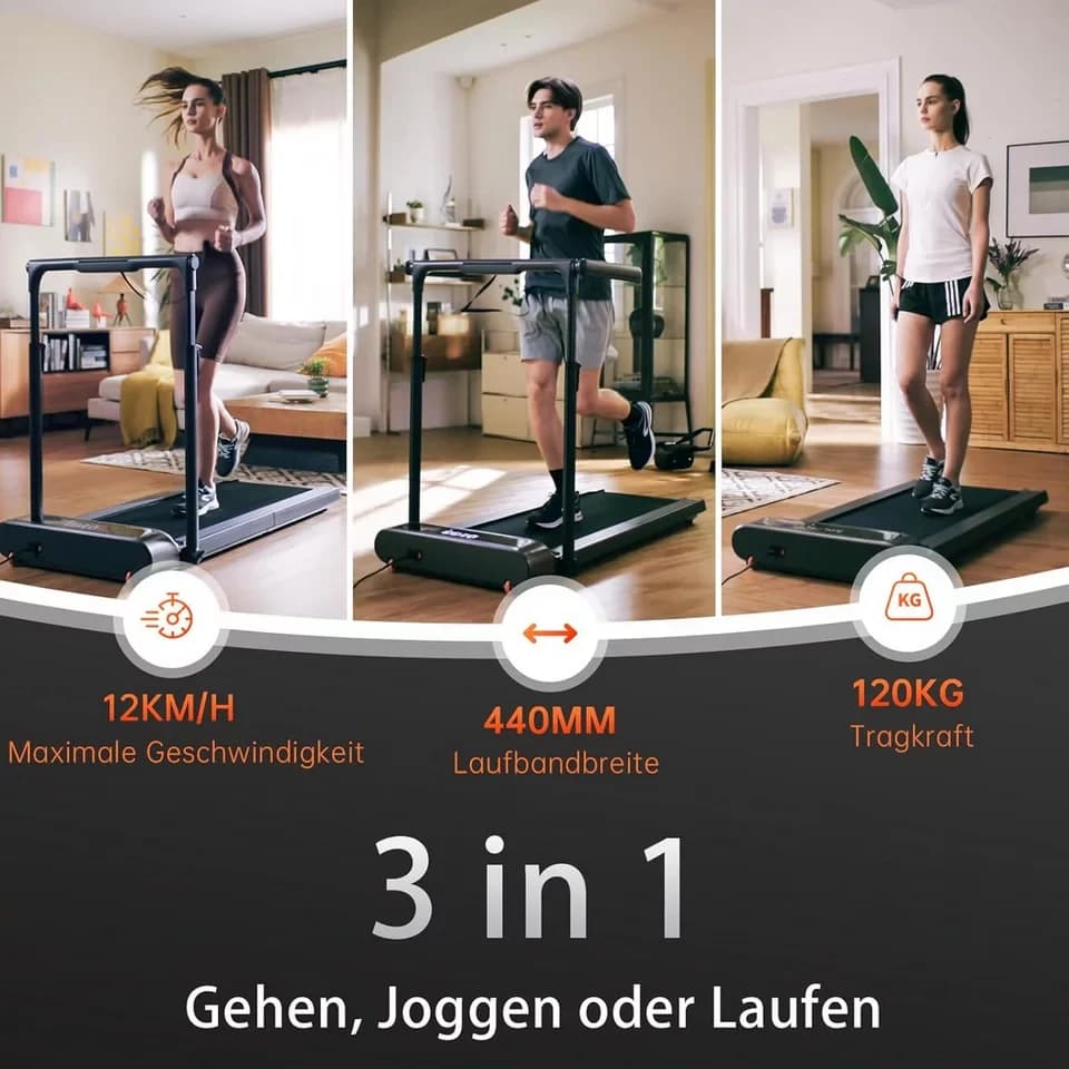 Kingsmith Laufband WalkingPad R3 Hybrid+ Klappbares Laufband, App Steuerung,Doppelfalttechnik,Manueller&automatischer Modus,1-12km/h - Thumbnail 2