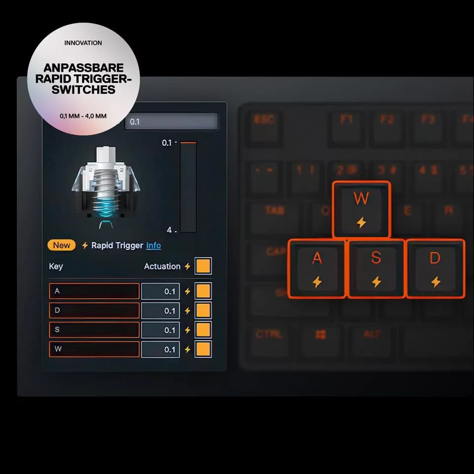 SteelSeries Apex Pro Mini Gen 3 DE Tastatur (Compacte Gaming-Tastatur mit anpassbaren Tasten) - Thumbnail 7
