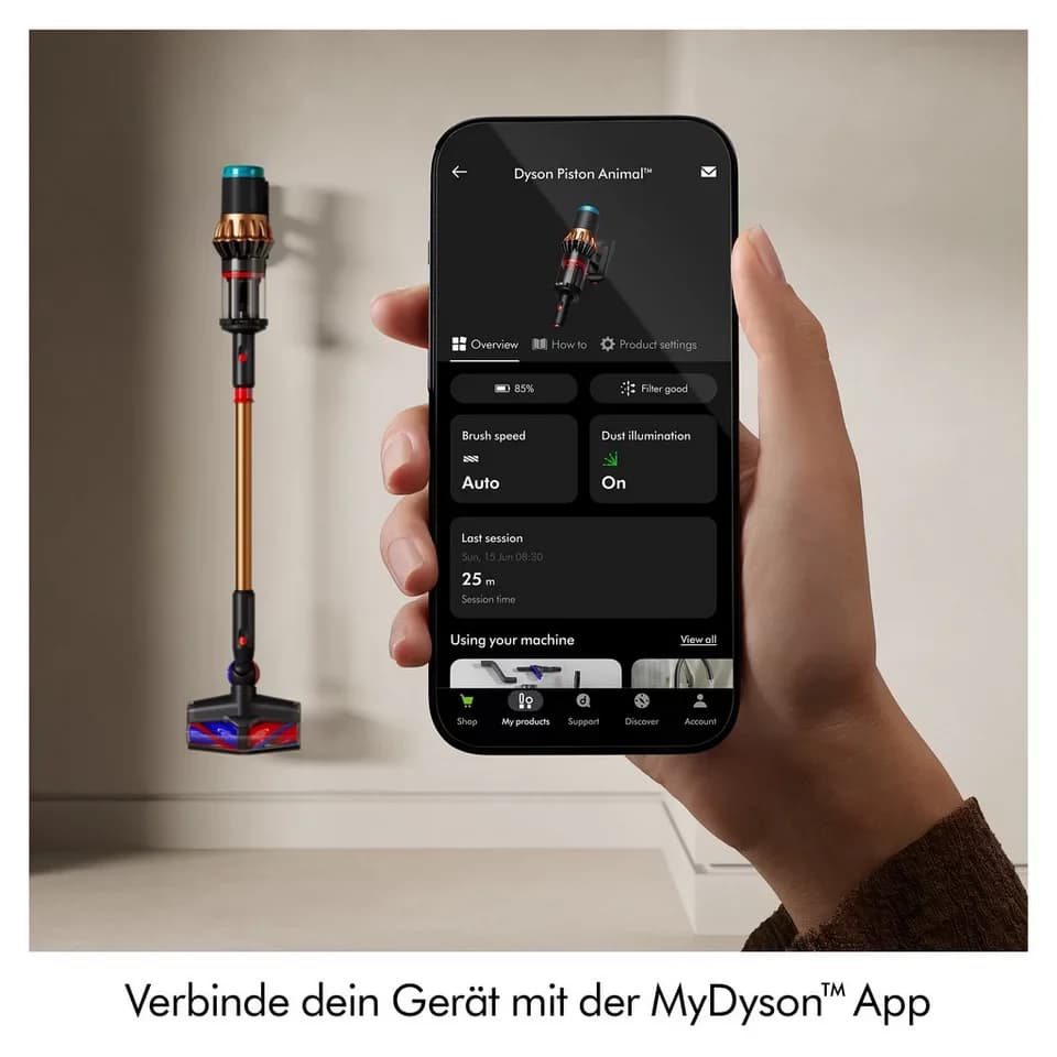 DYSON Akku-Hand-und Stielstaubsauger V16 (DS60) Piston Animal, 900W, bis zu 70 Minuten Laufzeit, 900 W, Haarentwirrungstechnologie - Thumbnail 8