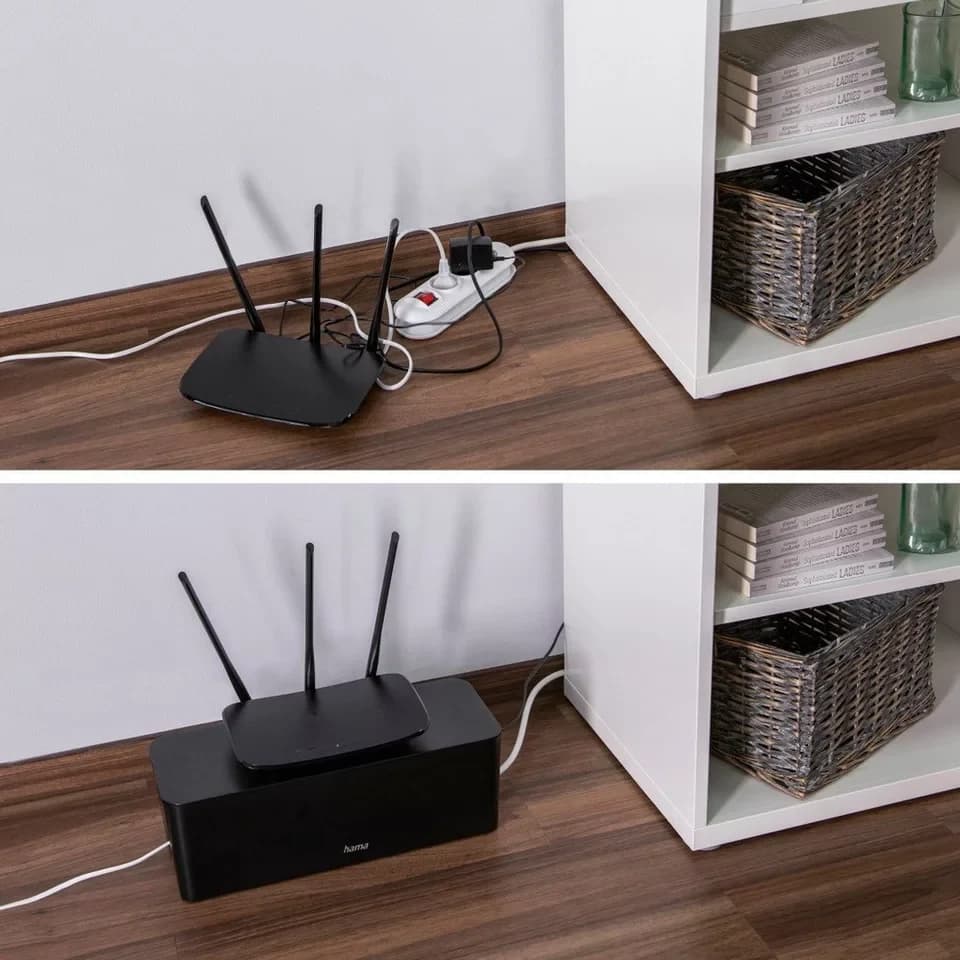 Hama Kabelbox Kabelbox für Standard 6er Steckdosenleisten, Stecker, Kabel, Ladegerät, (1-tlg), Schlichtes Design, Schreibtisch, Tisch, große Aufbewahrungsbox - Thumbnail 6