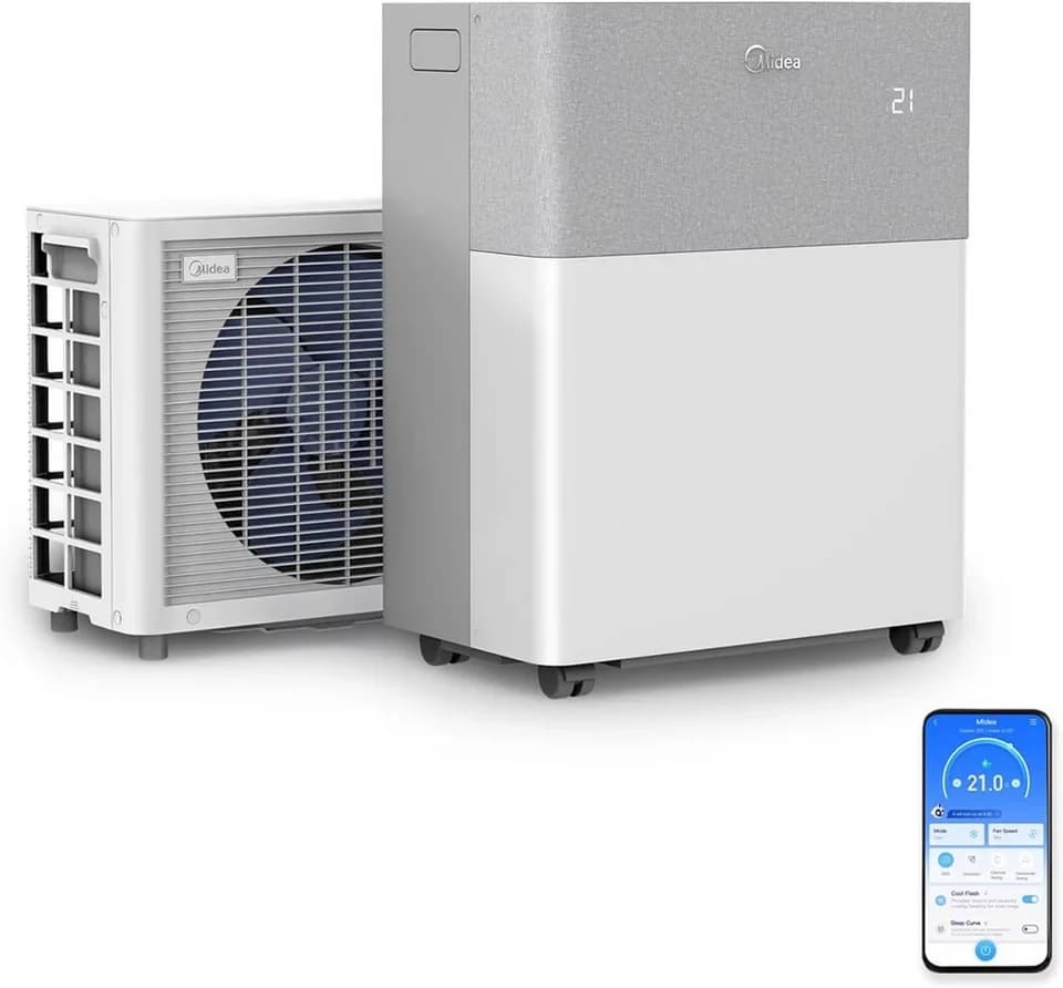 Midea Luftkühler Midea PortaSplit Mobiles Split-Klimagerät 12.000 BTU Kühlen & Heizen, Fernbedienung, Kühlen und Heizen