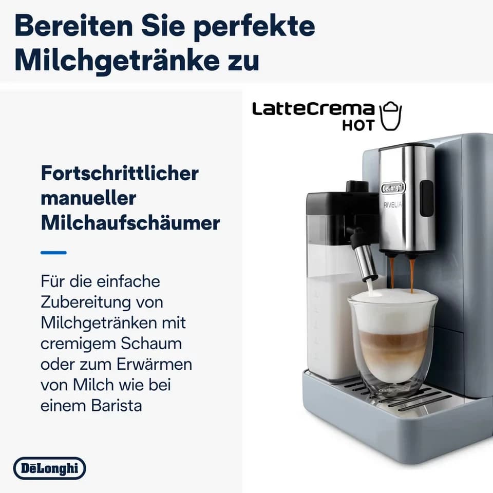 De'Longhi Kaffeevollautomat Rivelia EXAM440.55.G – 16 Kaffee-Rezepte, 2 Barista-Bohnenbehälter, grau, Extra-Shot-Funktion, Innovatives Bean-Switch System, Touchdisplay - Thumbnail 4