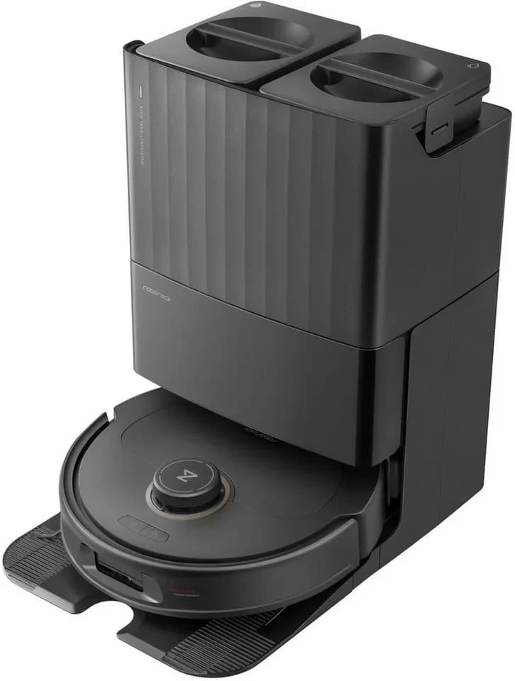 Roborock Saugroboter mit Wischfunktion Roborock QREVO MaxV Black, FlexiArm Design, 70,56 W, Reactive AI Hinderniserkennung, 7.000 PA HyperForce