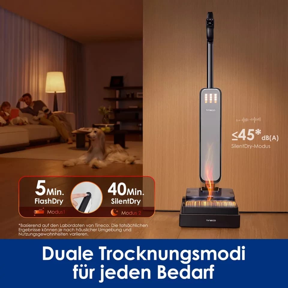 Tineco Nass-Trocken-Sauger FLOOR ONE S9 Scientist Complete, mit Wasserstrahl und Gummiabzieher, 230 W, bis zu 80min Akkulaufzeit, 85° Grad Trocknung, Selbstantrieb - Thumbnail 4