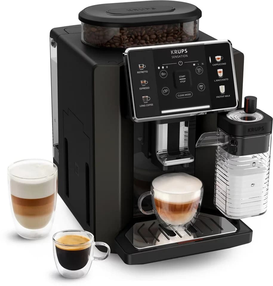 Krups Kaffeevollautomat EA9129 Sensation Milk, 6 Kaffee- und Milchspezialitäten, aut. Reinigung, Metall-Brühgruppe