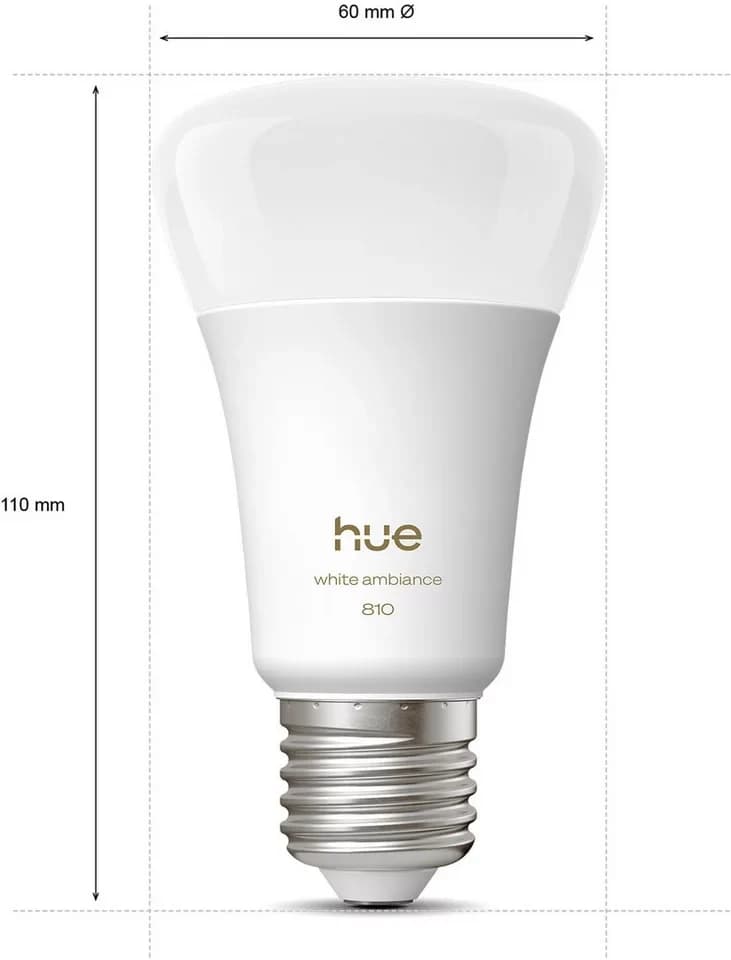 Philips Hue LED-Leuchtmittel White Ambiance 810lm smarte Lampe, E27, 2 St., Farbwechsler, Vollspektrumlicht 1000K-20000K - Thumbnail 9