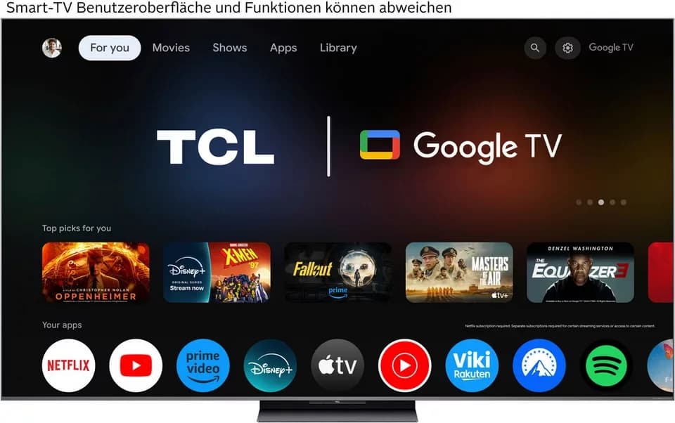 TCL 65Q8CX7 Mini-LED-Fernseher (164 cm/65 Zoll, 4K Ultra HD, Smart-TV, Google TV, Audio von Bang & Olufsen, Smart TV, Apple TV, 144Hz, 4K, Dolby Vision) - Thumbnail 3