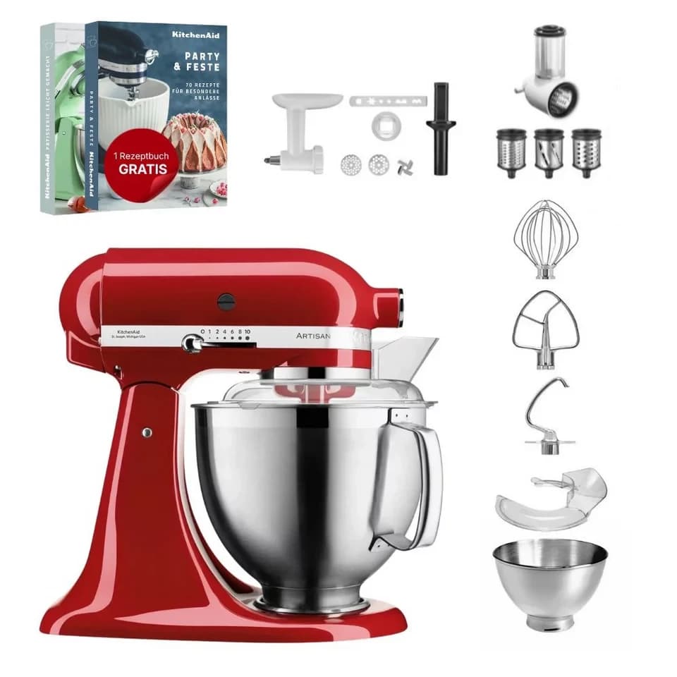 KitchenAid Küchenmaschine KitchenAid 4,8 L 5KSM185 Artisan Küchenmaschine Allrounderset