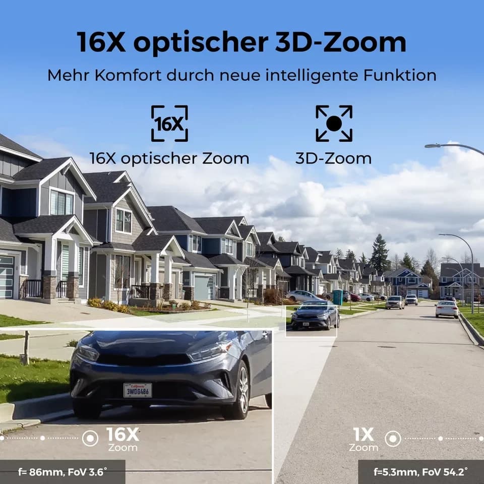Reolink Überwachungskamera RLC-823S2 - 4K PTZ PoE-Kamera (Außenbereich, 4K UHD, 16X Optischer Zoom, 360° Auto-Tracking, Farbnachtsicht) - Thumbnail 3