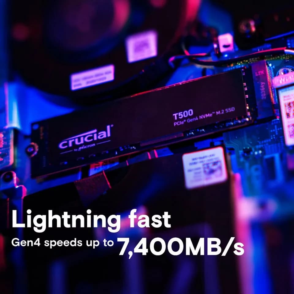 Crucial T500 1 TB interne SSD (1 TB) 7300 MB/S Lesegeschwindigkeit, 6800 MB/S Schreibgeschwindigkeit - Thumbnail 3