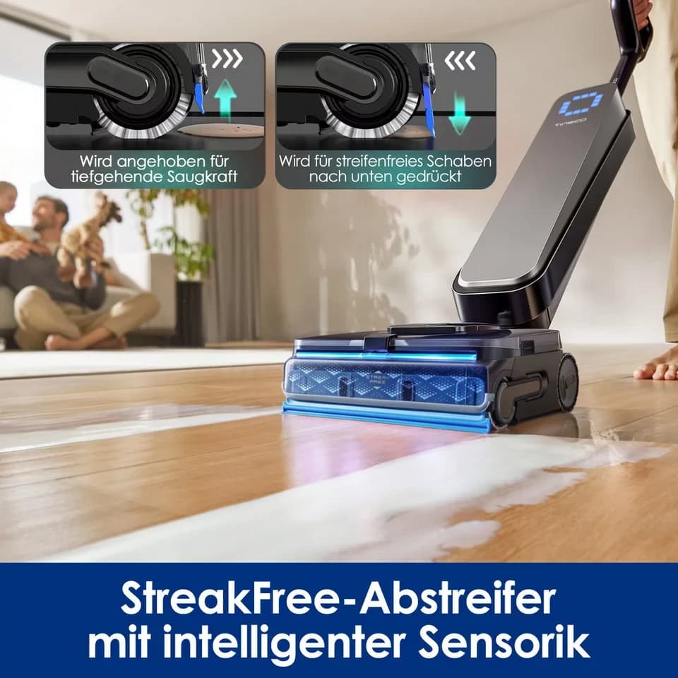 Tineco Nass-Trocken-Sauger FLOOR ONE S9 Scientist Complete, mit Wasserstrahl und Gummiabzieher, 230 W, bis zu 80min Akkulaufzeit, 85° Grad Trocknung, Selbstantrieb - Thumbnail 3